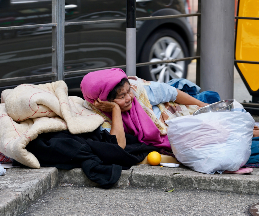 Homeless woman in Hong Kong Street